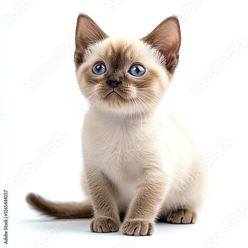 Adorable Siamese kitten with striking blue eyes, perfect for pet lovers and animal enthusiasts.