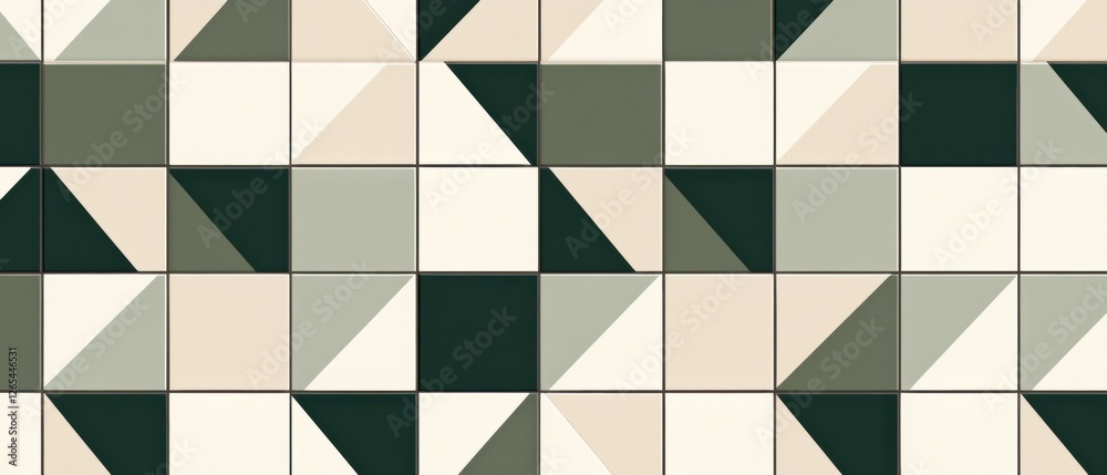 A pattern of squares and triangles in a mosaic tile A pattern of squares and triangles in a mosaic tile