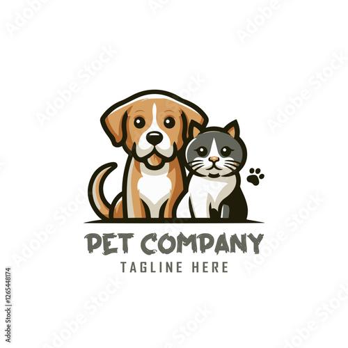 Vector Pet Shop Logo Design Template. Pet company logo. Dog and cat animal pet logo design inspiration. Pet company monogram