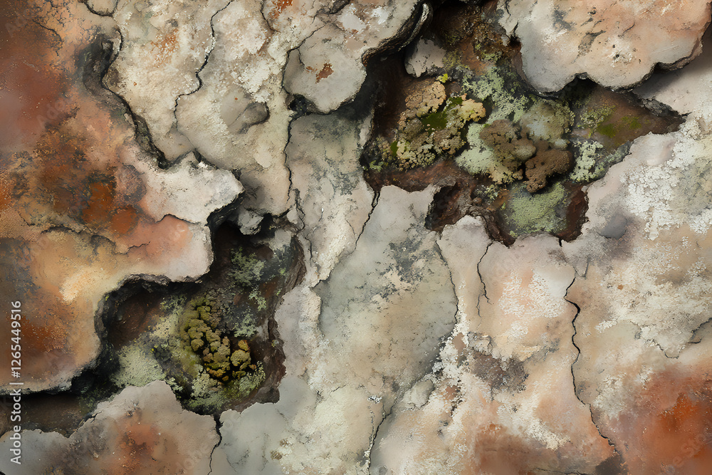 Fototapeta premium Abstract tree bark composition with lichen and moss showcasing macro nature textures