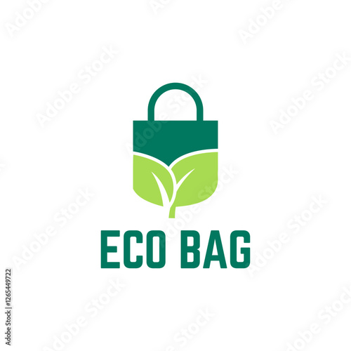 Eco shopping bag logo, Organic bag logo design.
