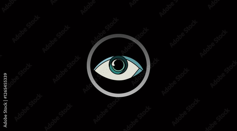 Eye icon animation on black color background. Eye icon animation on black color background.
