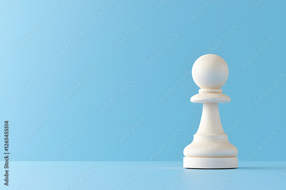 Pawn Piece on Light Blue: A minimalist shot of a white pawn on a blue backdrop, embodying strategy and simplicity. Pawn Piece on Light Blue: A minimalist shot of a white pawn on a blue backdrop, embodying strategy and simplicity.