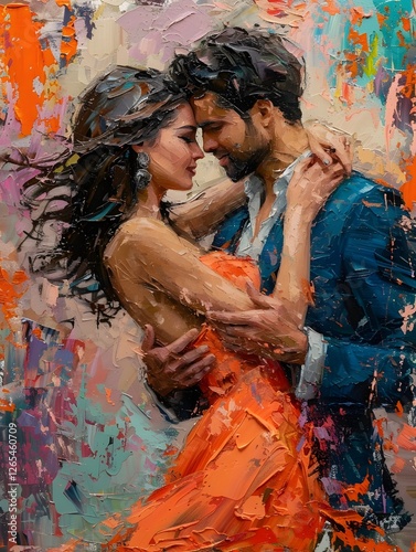 Passionate Embrace:A Couple's Elegant Dance of Love and Connection