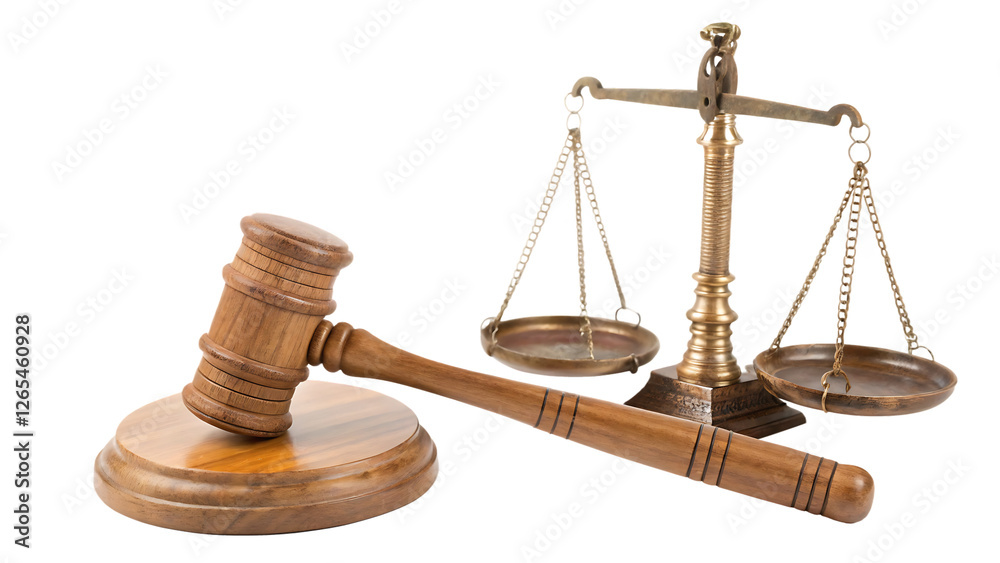 Gavel and Scales of Justice Symbolizing Law and Fairness isolated on white background as transparent. PNG.AI GENERATED Gavel and Scales of Justice Symbolizing Law and Fairness isolated on white background as transparent. PNG.AI GENERATED