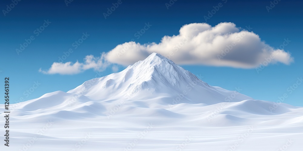Mountain Peak with Cloud: A majestic snow-capped mountain peak soars into a bright blue sky, adorned with a single, fluffy cloud resting atop its summit. The scene evokes a sense of awe and wonder. Mountain Peak with Cloud: A majestic snow-capped mountain peak soars into a bright blue sky, adorned with a single, fluffy cloud resting atop its summit. The scene evokes a sense of awe and wonder.