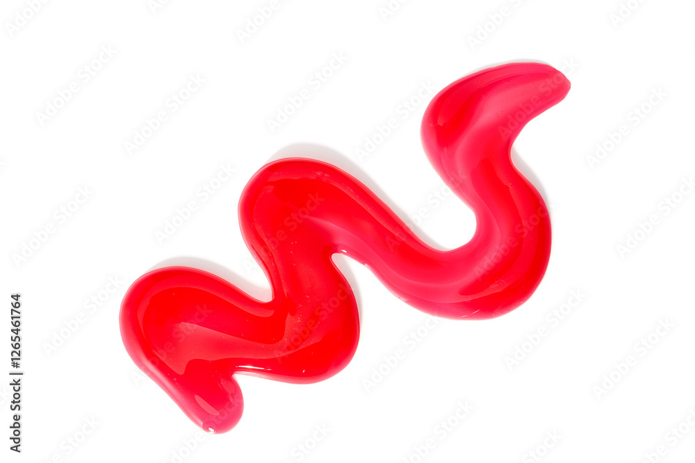 Red glossy smear of cosmetic product, isolated on white Red glossy smear of cosmetic product, isolated on white