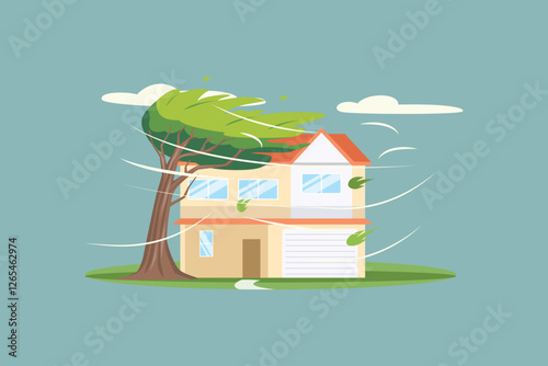 Natural Disaster concept. Colored flat vector illustration isolated.