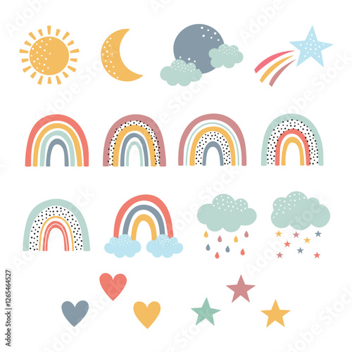 Cute colorful skies vector collection