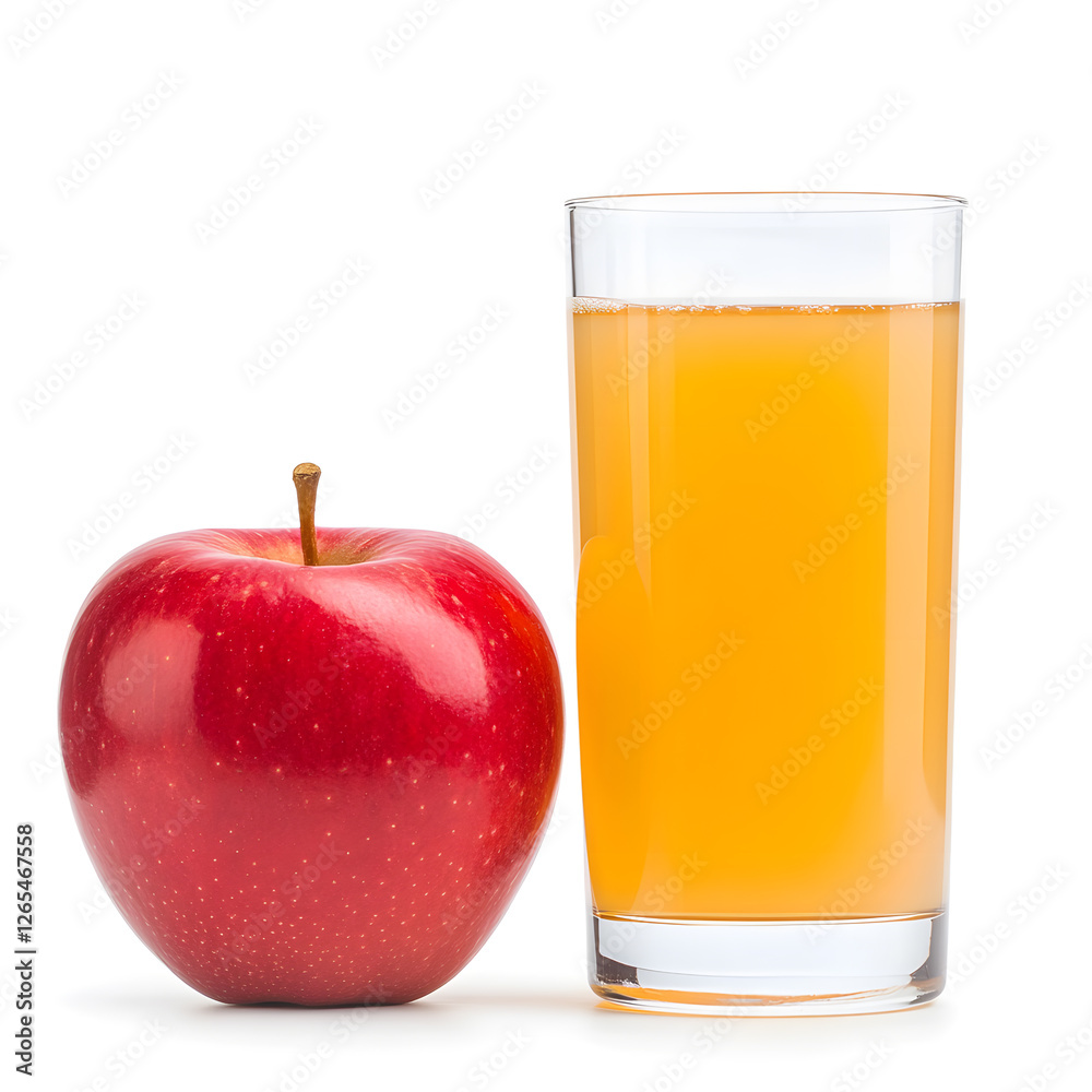 Freshly Squeezed Goodness: A crisp red apple alongside a refreshing glass of juice. A healthy and delicious way to start your day, naturally sweet and satisfying. Freshly Squeezed Goodness: A crisp red apple alongside a refreshing glass of juice. A healthy and delicious way to start your day, naturally sweet and satisfying.