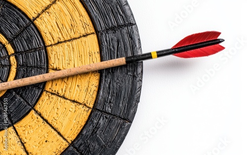 a target with an arrow hitting the center, business success and goal achievement, isolated on white background