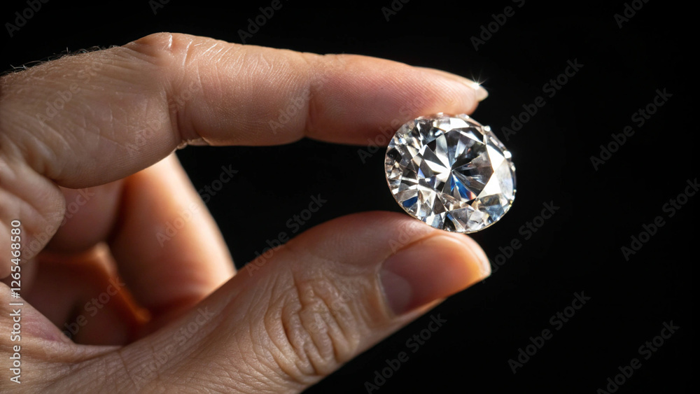 Female Hand Holding Huge Big Diamond Gemstone, Lab-grown or Mined Female Hand Holding Huge Big Diamond Gemstone, Lab-grown or Mined