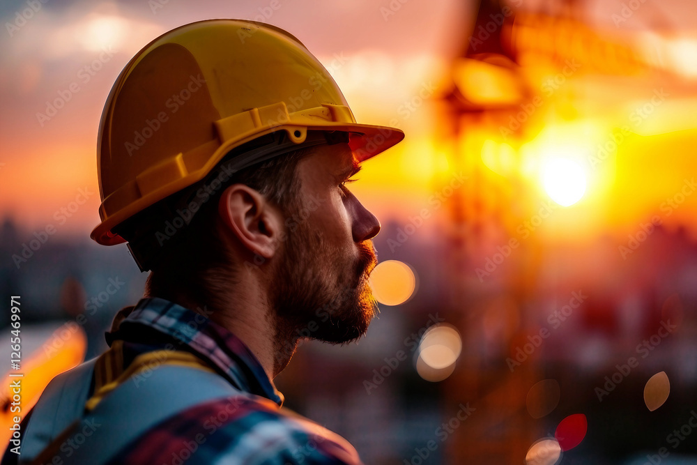 Generative AI image of a professional engineer in protective gear at an industrial facility Generative AI image of a professional engineer in protective gear at an industrial facility