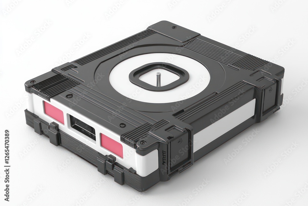 3D audio cassette glyph, symbolizing retro media on solid white background. 3D audio cassette glyph, symbolizing retro media on solid white background.