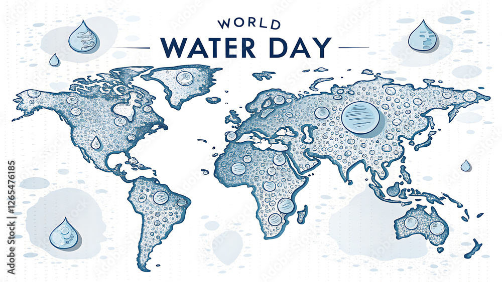 Naklejka premium World Water Day: Colorful World Map