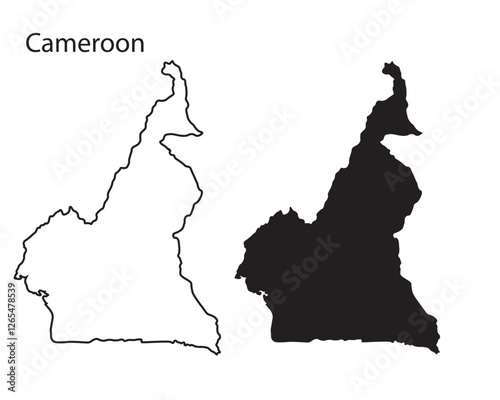 Cameroon map vector illustration, Cameroon map silhouette, Cameroon country Landscape, Black and white Cameroon map
