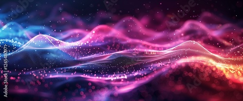 Abstract Pink and Blue Wave Digital Art Abstract Background Digital Art Rendering