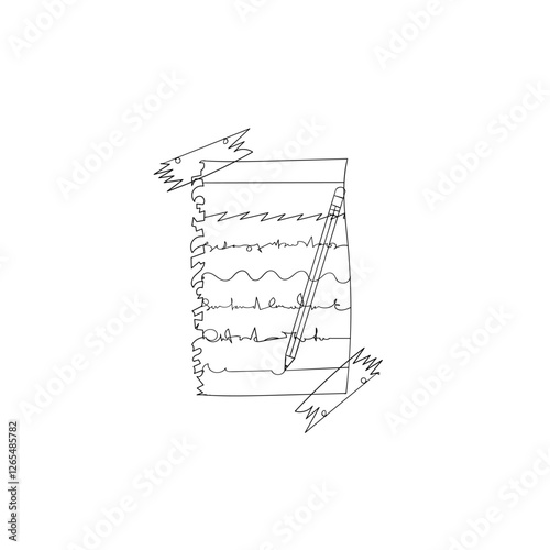 continuous line drawing note sheet diary memo