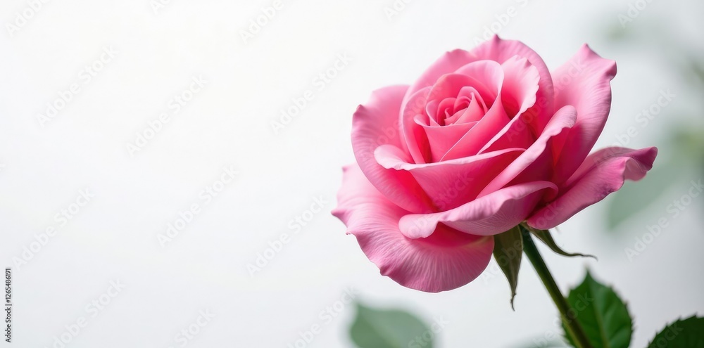 Delicate pink rose petals unfolding on a white background, garden, flowers Delicate pink rose petals unfolding on a white background, garden, flowers