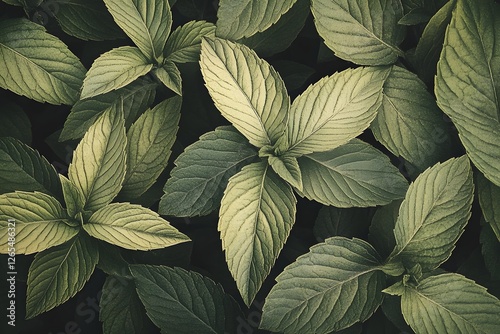 Vibrant Lush Green Foliage Backdrop with Detailed Botanical Leaves Textures