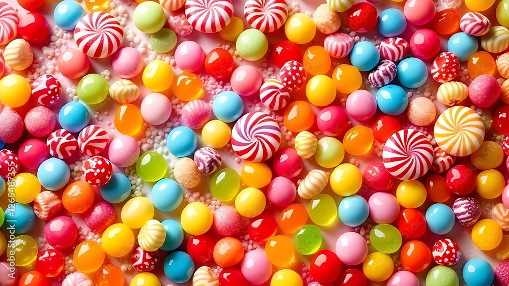 Close-up large pile colorful candies are various illustration of different bright Close-up large pile colorful candies are various illustration of different bright