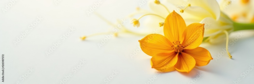 Rare saffron bloom on a pure white surface highlighting its uniqueness, saffron, bloom Rare saffron bloom on a pure white surface highlighting its uniqueness, saffron, bloom