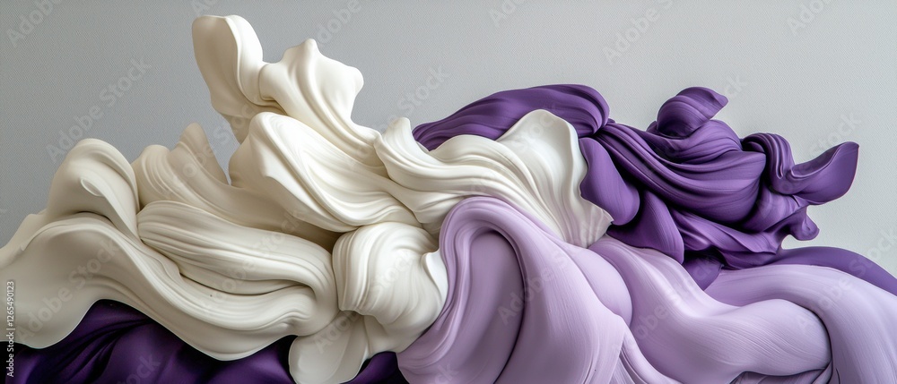A white and purple fabric is shown in a blurry image A white and purple fabric is shown in a blurry image