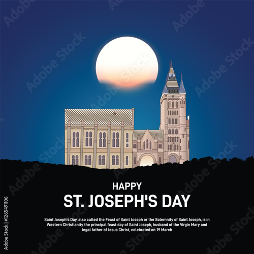 st. joseph's day. Saint josephs day creative banner, poster, social media post, postcard, background, backdrop, template, greetings card, cover, web banner design etc.
