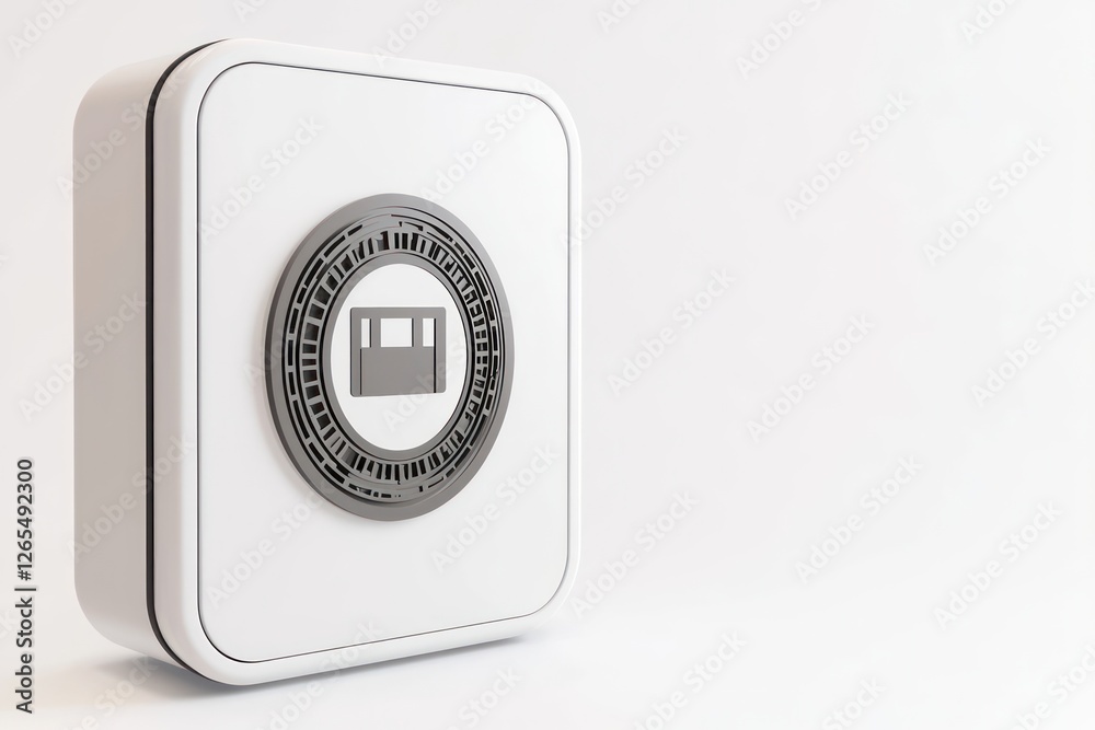 3D safe glyph, modern design for securing valuable items on white backdrop. 3D safe glyph, modern design for securing valuable items on white backdrop.