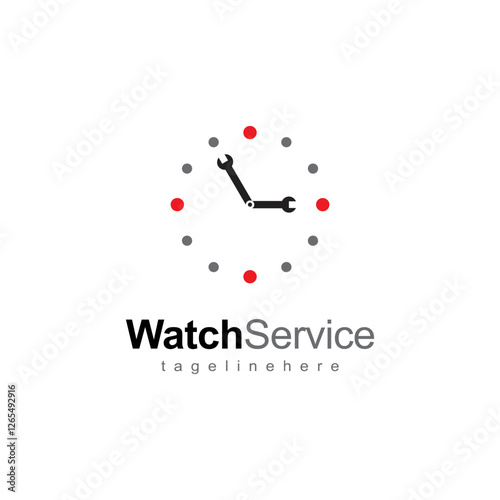 clock repair logo with tool symbol. wristwatch logo, 