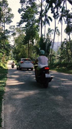 Wallpaper Mural A road in the middle of the jungle where cars and motorcycles are moving in both directions Torontodigital.ca