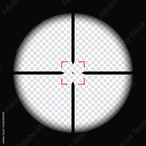 Realistic sniper scope crosshairs view. sniper sight with measurement marks. sniper scope template isolated on transparent background. rifle optical sight.	
