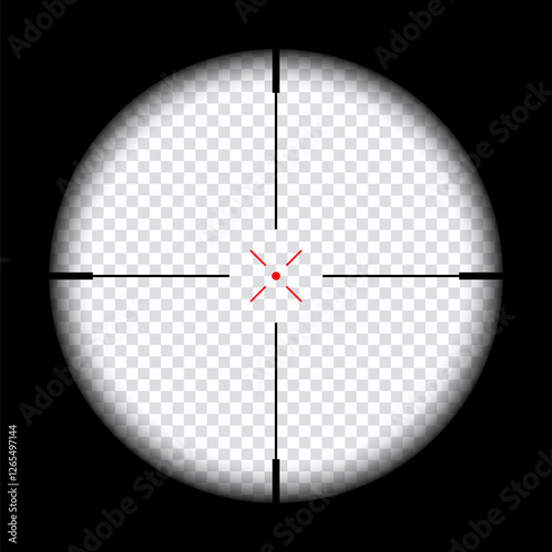 Realistic sniper scope crosshairs view. sniper sight with measurement marks. sniper scope template isolated on transparent background. rifle optical sight.