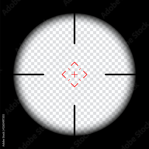 Realistic sniper scope crosshairs view. sniper sight with measurement marks. sniper scope template isolated on transparent background. rifle optical sight.	