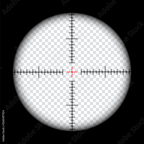 Realistic sniper scope crosshairs view. sniper sight with measurement marks. sniper scope template isolated on transparent background. rifle optical sight.