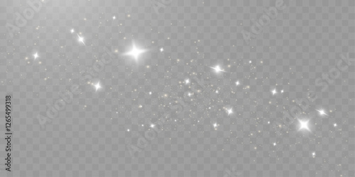 Bright glowing sparkles on a transparent background, resembling a starry or glittering effect.	
