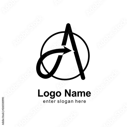 logo letter a, arrow and circle shape