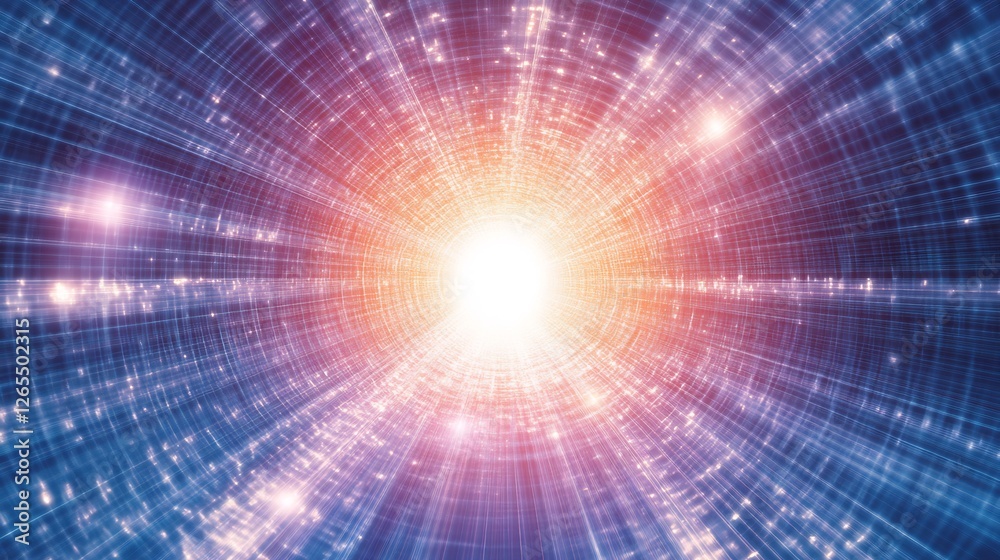 Abstract Digital Tunnel Brightly Glowing Radiating Light. AI Generated Abstract Digital Tunnel Brightly Glowing Radiating Light. AI Generated