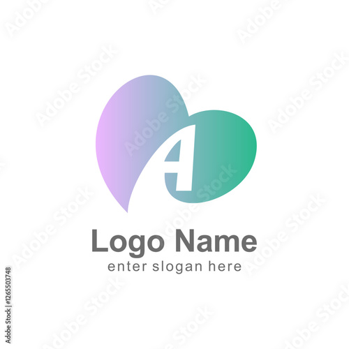 logo letter a in the form of heart or love. Can be used for trademark logos, skin care, spas, health, etc.