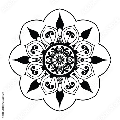 A mesmerizing mandala design symbolizing spiritual enlightenment, featuring intricate patterns, sacred geometry, and harmonious symmetry to inspire inner peace and higher awareness.