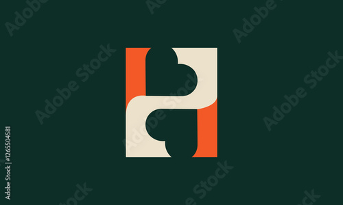 Two hearts letter H monogram logo design