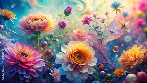 Abstract Floral Swirl Double Exposure Stock Photo: Elegant Botanical Design