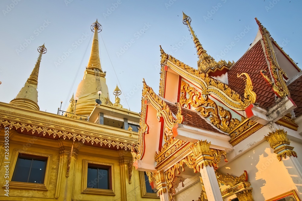 Golden pagoda in Nakhon Sawan, Thailand