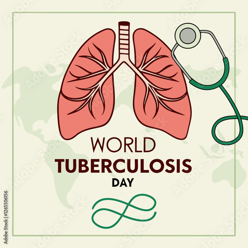 Modern Medical Vector for World Tuberculosis Day Featuring Healthy Lungs and Stethoscope, March 24