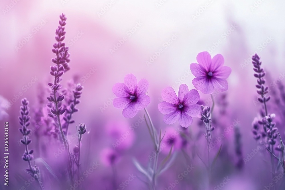Fototapeta premium Malva: Mauve Flower in a Beautiful Summer Field