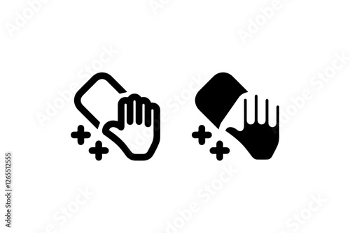 Black and White Cleaning Icon Set Vector