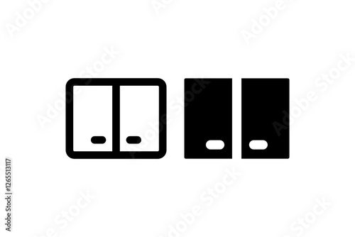 Black and White Cabinet Door Icons Vector