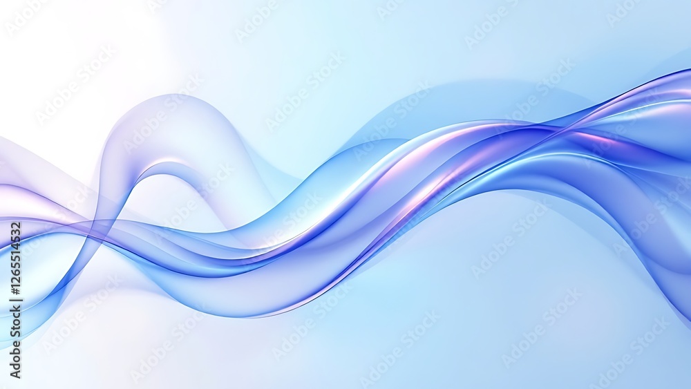 Obraz premium 3d abstract liquid glass transparent clear ribbon chromatic fold wave line render. Rainbow fluid flow curve shape with light holographic gradient texture. Flying glossy design element. 3D illustration