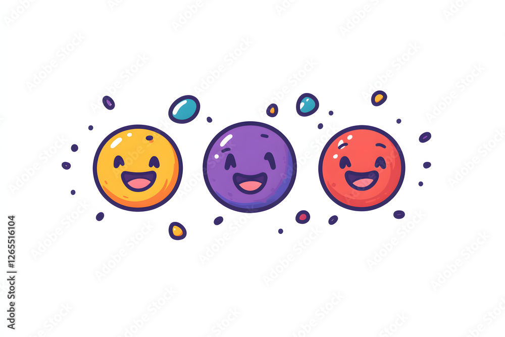 Positive Funny smiley face on a solid background. Cute ball face illustration