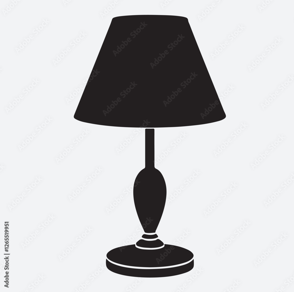 Obraz premium a table lamp silhouette vector art illustration, table lamp isolated on white background